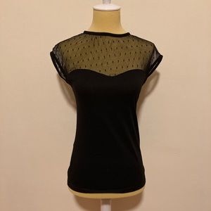 ModCloth Rock Steady Swiss dot sheer pin-up top M